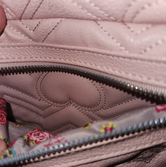 Betsey Johnson Blush Pink Quilted Backpack with Chevron And Heart Design - Picture 8 of 10